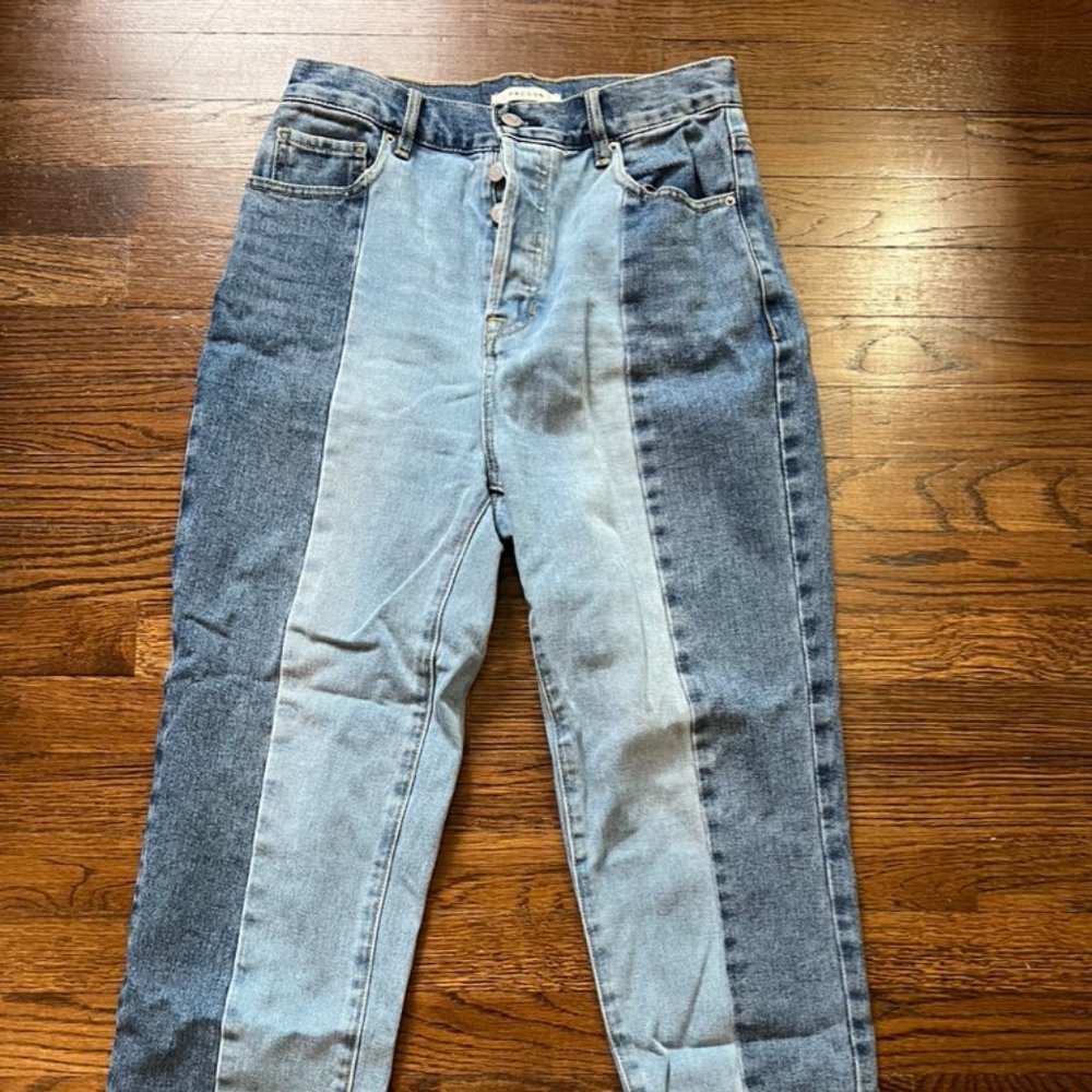 2 tone high waisted jeans